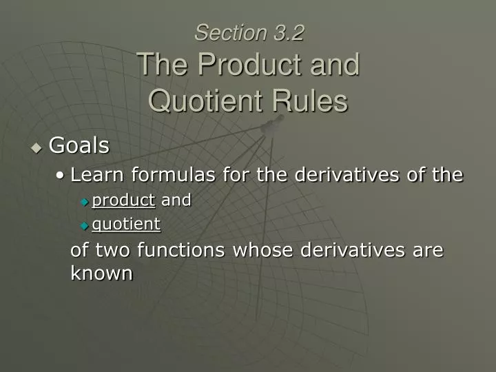 section 3 2 the product and quotient rules