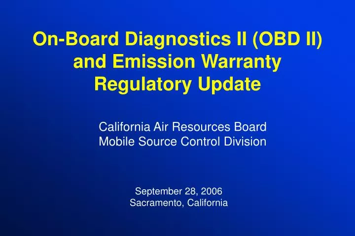 on board diagnostics ii obd ii and emission warranty regulatory update