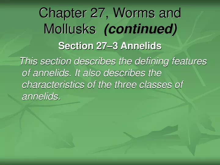 chapter 27 worms and mollusks continued