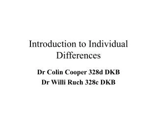Introduction to Individual Differences
