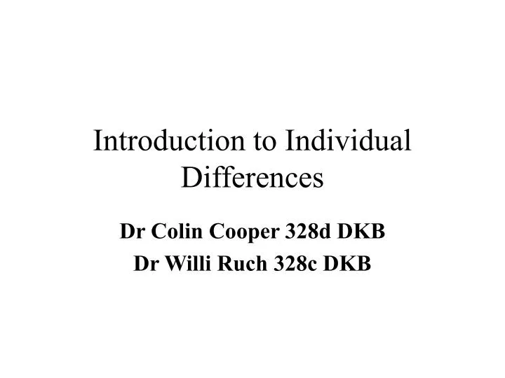 introduction to individual differences