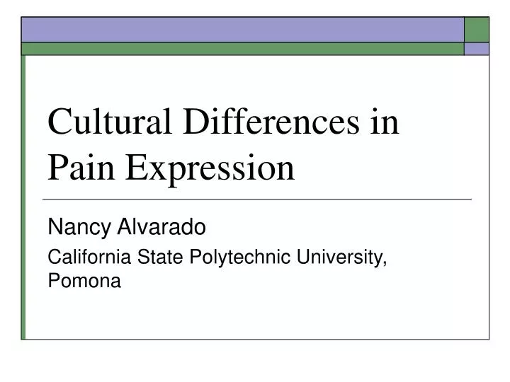 cultural differences in pain expression