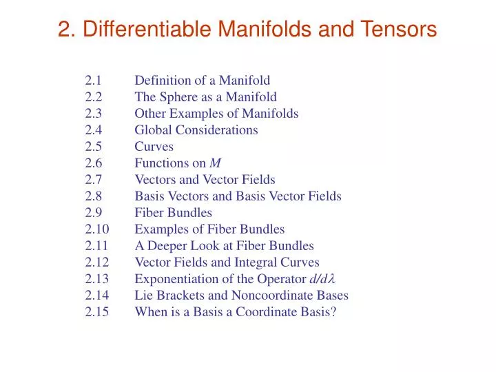 2 differentiable manifolds and tensors