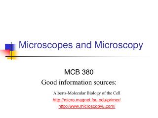 Microscopes and Microscopy