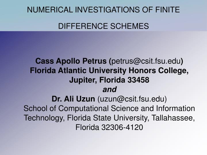 numerical investigations of finite difference schemes