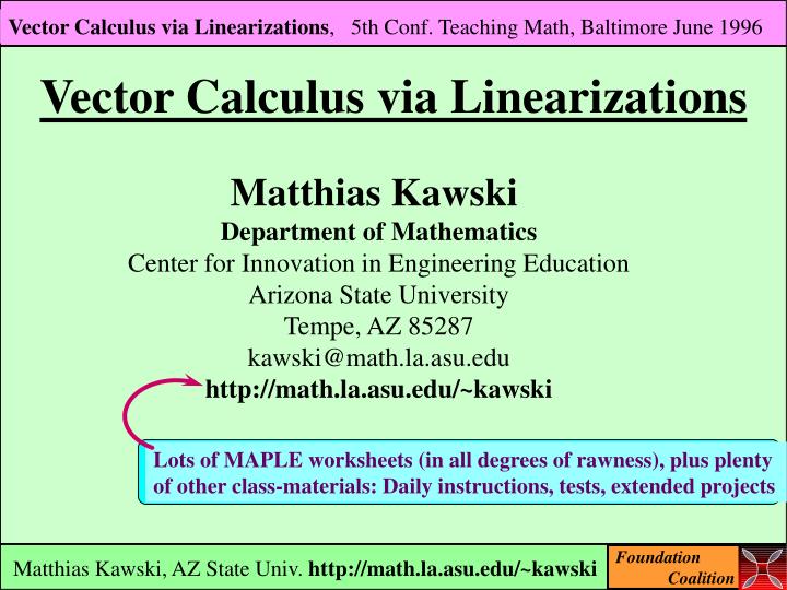 vector calculus via linearizations