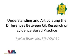 Understanding and Articulating the Differences Between QI, Research or Evidence Based Practice