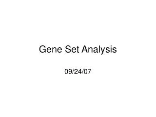 Gene Set Analysis
