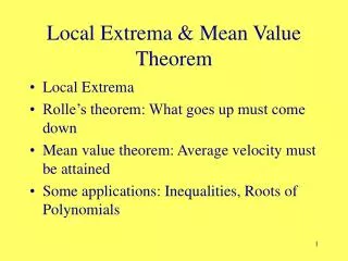 Local Extrema &amp; Mean Value Theorem