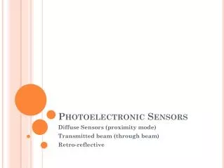Photoelectronic Sensors