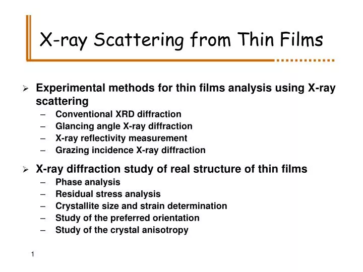 x ray scattering from thin films