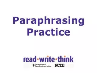 Paraphrasing Practice