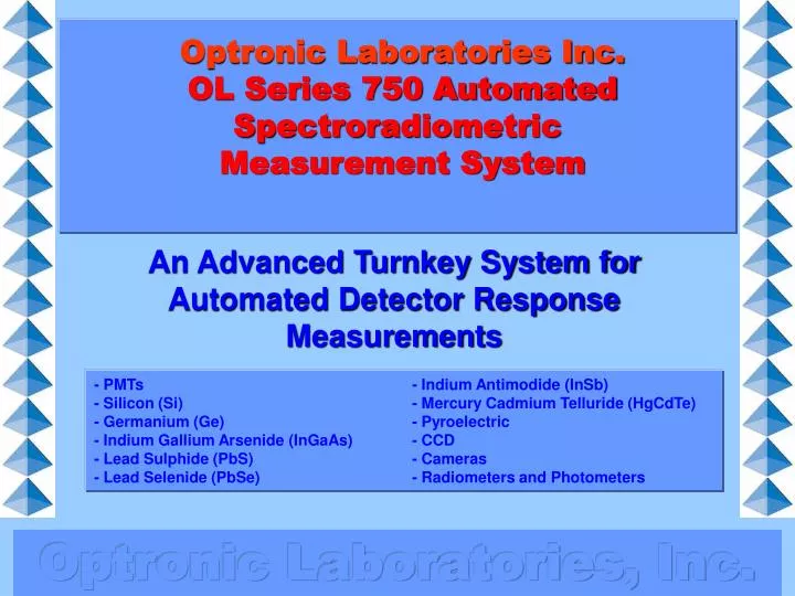 optronic laboratories inc ol series 750 automated spectroradiometric measurement system