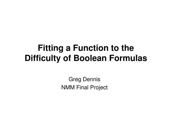fitting a function to the difficulty of boolean formulas