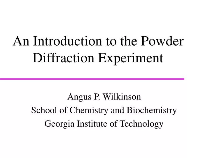 an introduction to the powder diffraction experiment