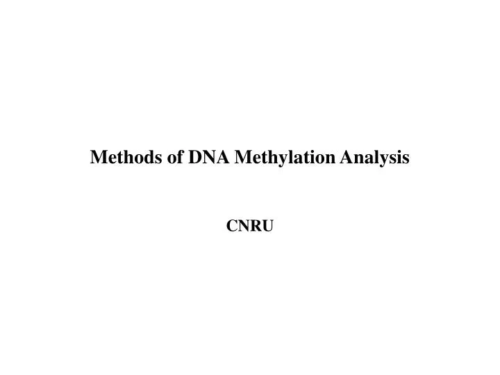 methods of dna methylation analysis