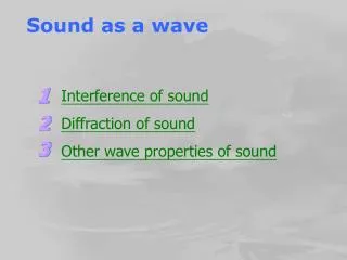 Sound as a wave