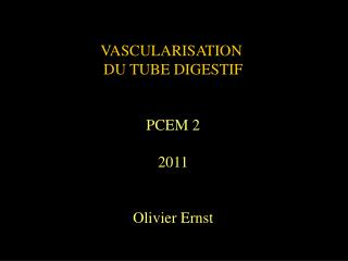 VASCULARISATION DU TUBE DIGESTIF PCEM 2 2011 Olivier Ernst