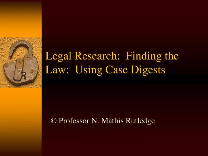 legal research finding the law using case digests