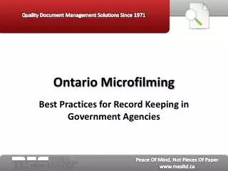 Ontario Microfilming: Best Practices for Record Keeping in