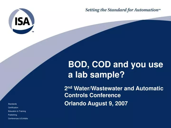 bod cod and you use a lab sample