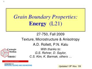 Grain Boundary Properties: Energy (L21)