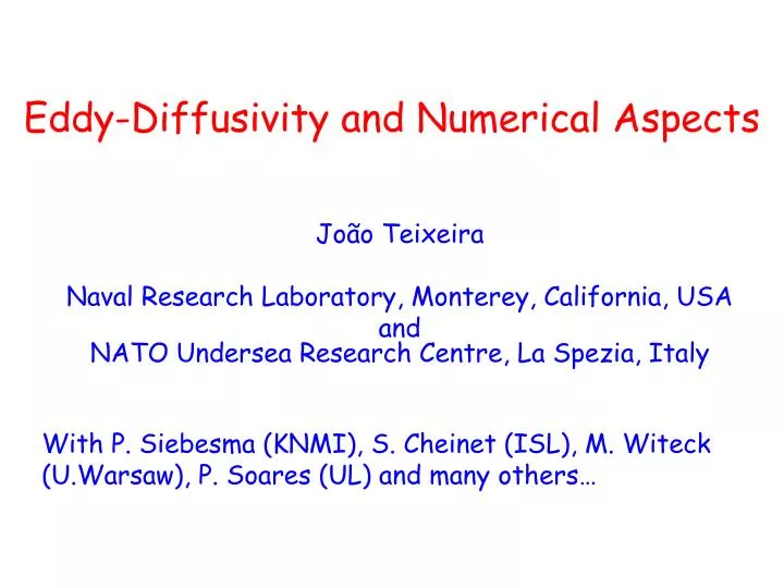 eddy diffusivity and numerical aspects