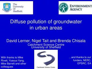 Diffuse pollution of groundwater in urban areas