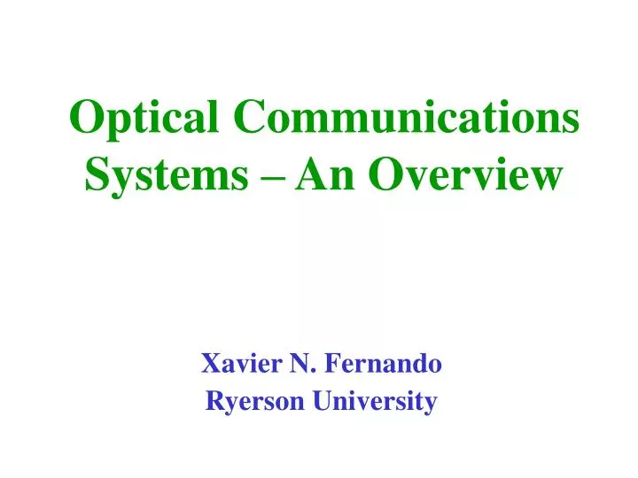 optical communications systems an overview
