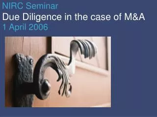 Due Diligence in the case of M&amp;A