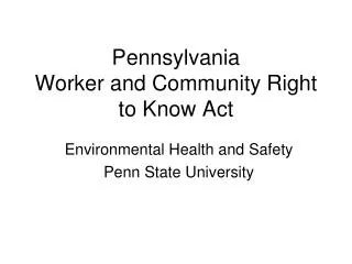 Pennsylvania Worker and Community Right to Know Act