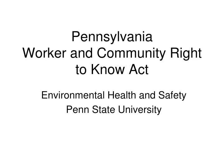 pennsylvania worker and community right to know act