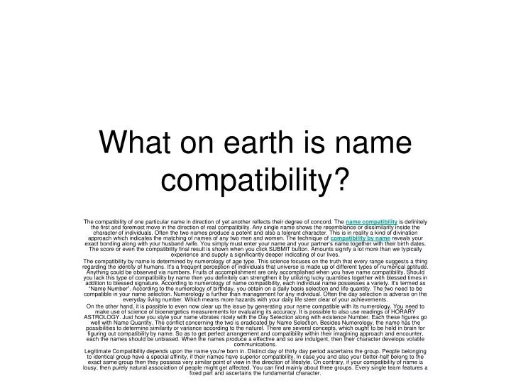 what on earth is name compatibility