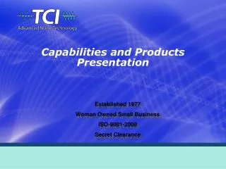 Capabilities and Products Presentation