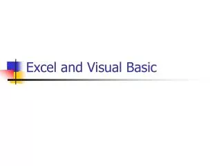 Excel and Visual Basic