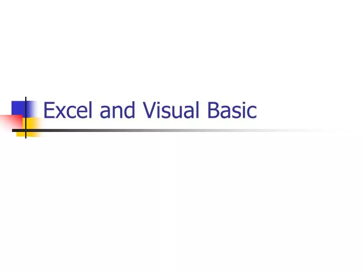 excel and visual basic