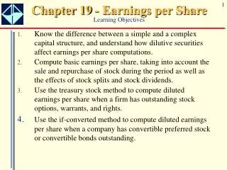 Chapter 19 - Earnings per Share Learning Objectives