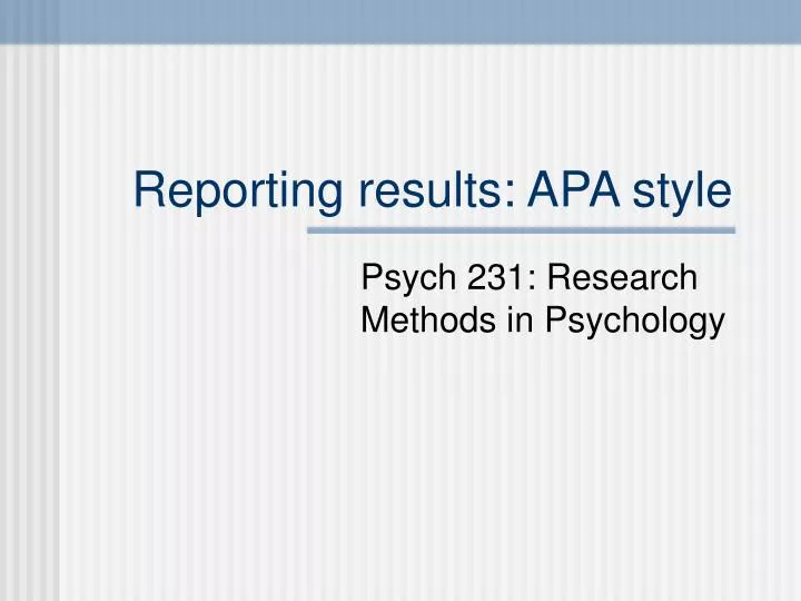 reporting results apa style