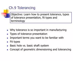 Ch.9 Tolerancing