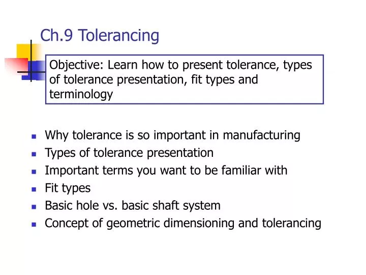 ch 9 tolerancing
