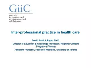Inter-professional practice in health care