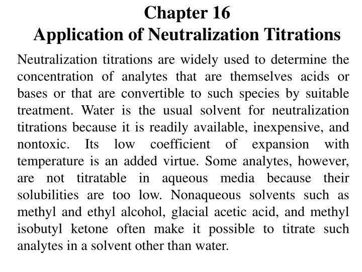 chapter 16 application of neutralization titrations