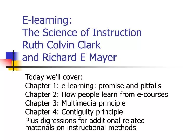 e learning the science of instruction ruth colvin clark and richard e mayer