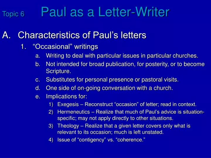 topic 6 paul as a letter writer