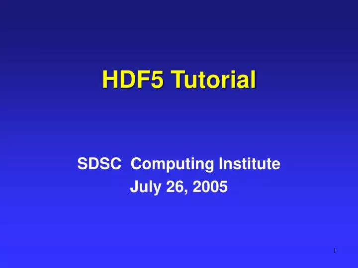 hdf5 tutorial