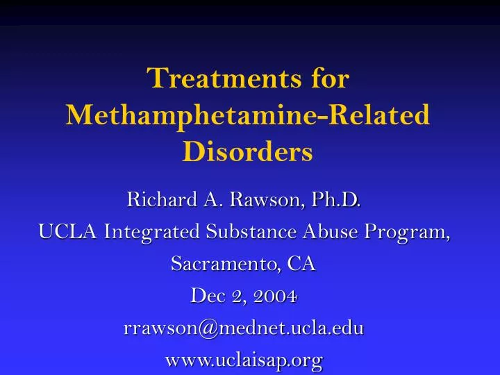 treatments for methamphetamine related disorders