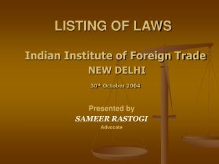 LISTING OF LAWS