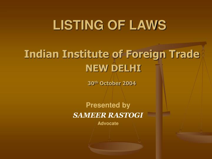 listing of laws