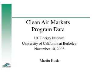 Clean Air Markets Program Data