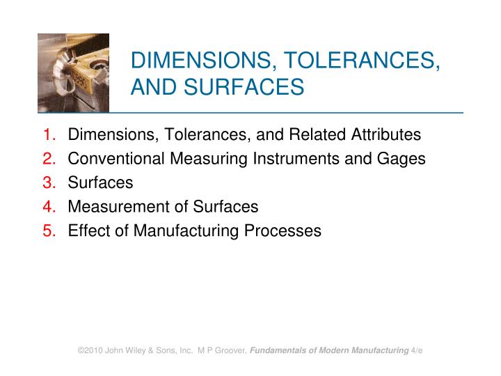 dimensions tolerances and surfaces